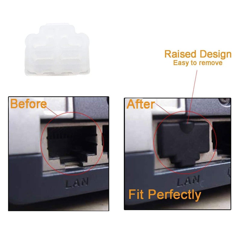 Luckkyme Ethernet Hub Port RJ45 Anti Dust Cover Cap Protector Plug (50PCS/White) - Image 4